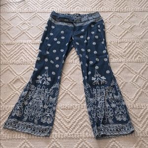 Free people printed boho bell bottom jeans